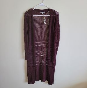 Moral Fiber maroon cardigan